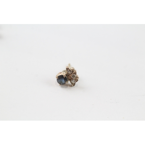 67 - 9ct gold sapphire & diamond stud earrings (1g)