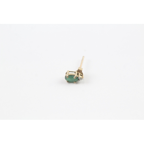 79 - 9ct gold emerald & diamond stud earrings (0.5g)