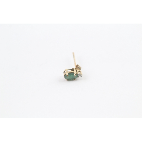 79 - 9ct gold emerald & diamond stud earrings (0.5g)