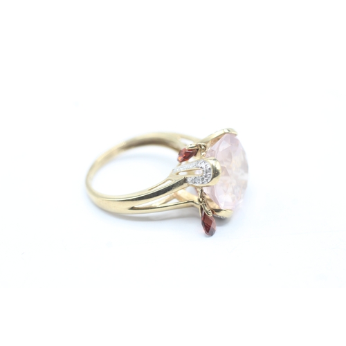 8 - 9ct gold diamonds with pink and red gemstone ring (5.5g) Size O 1/2