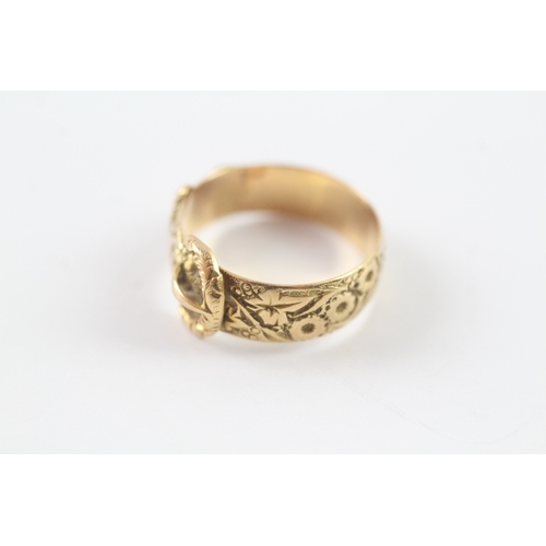 9 - 18ct gold floral buckle ring Size P