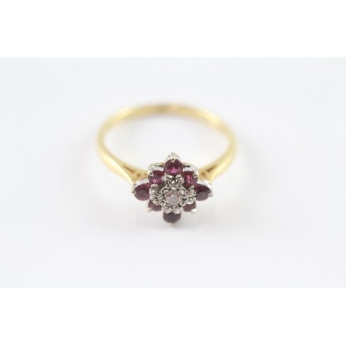 10 - 18ct gold vintage ruby & diamond dress ring (3.2g) Size N