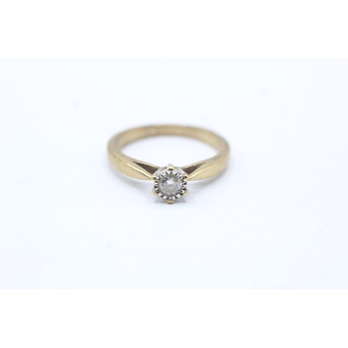 152 - 9ct gold diamond solitaire ring (2.9g) Size N