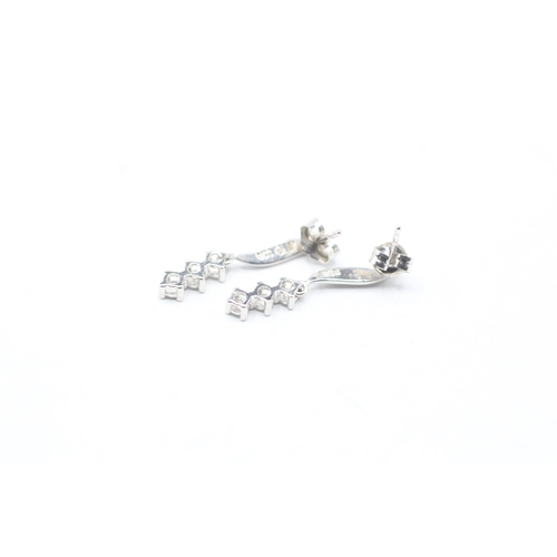 162 - 9ct gold diamond drop stud earrings (1g)