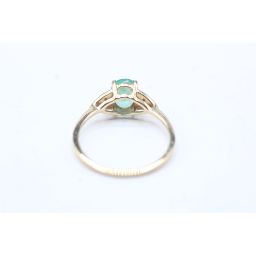 177 - 9ct gold emerald & diamond dress ring (1.7g) Size Q