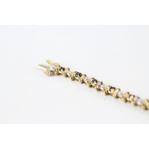 179 - 9ct gold sapphire & diamond bracelet (6.5g)