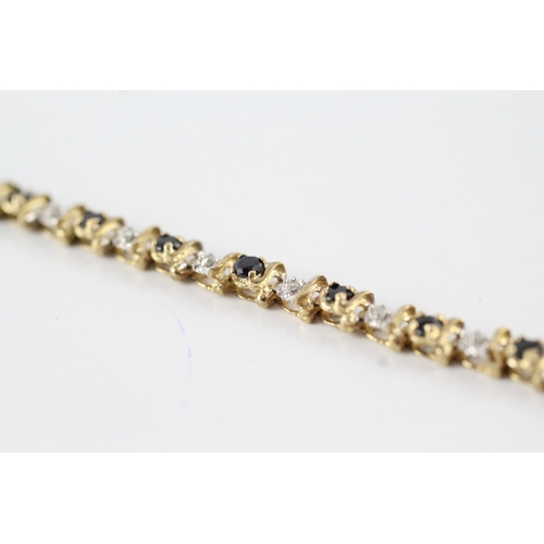 179 - 9ct gold sapphire & diamond bracelet (6.5g)