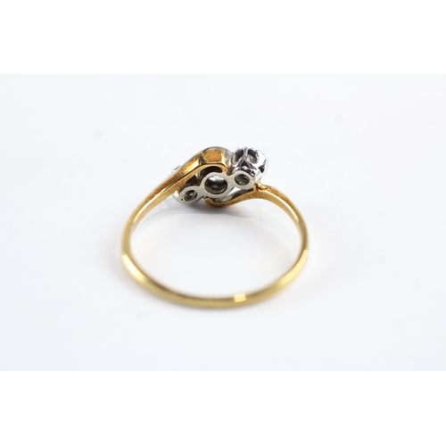 18 - 18ct gold and platinum diamond ring Size R 1/2