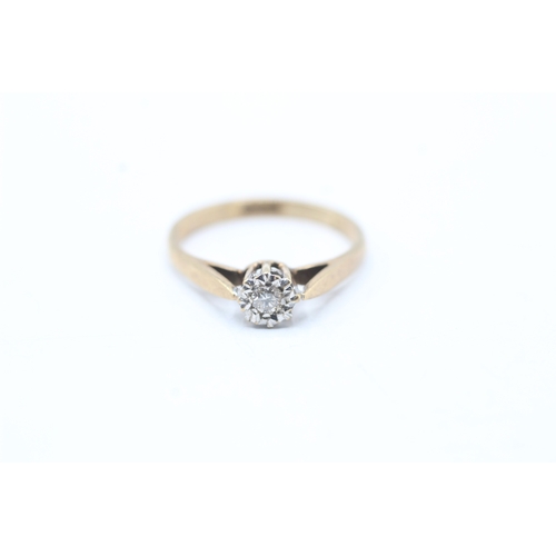 182 - 9ct gold vintage diamond solitaire ring (1.9g) Size M