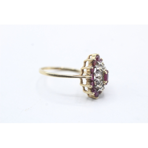 188 - 9ct gold vintage ruby & diamond dress ring (2.3g) Size N