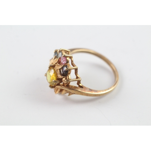 194 - 9ct gold multi coloured gemstone ring Size O