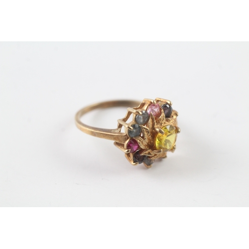 194 - 9ct gold multi coloured gemstone ring Size O