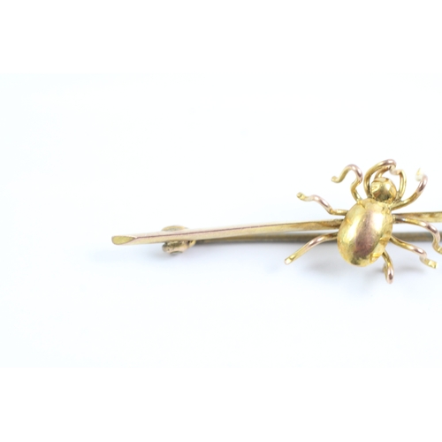 199 - 9ct gold vintage spider bar brooch (1.8g)