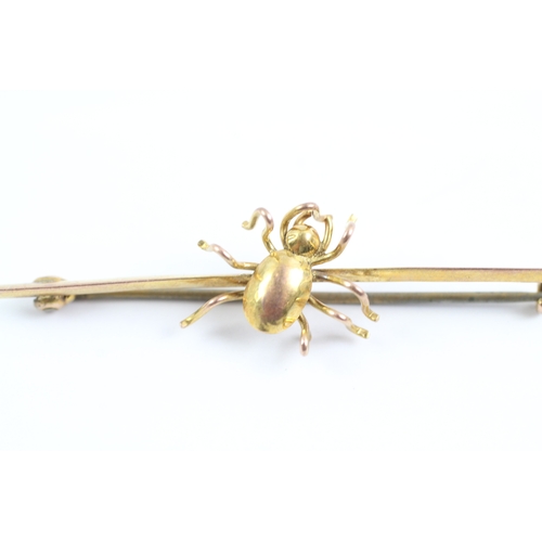 199 - 9ct gold vintage spider bar brooch (1.8g)