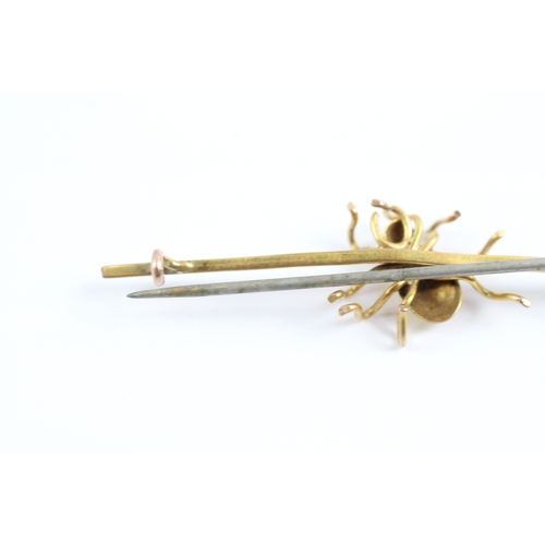 199 - 9ct gold vintage spider bar brooch (1.8g)