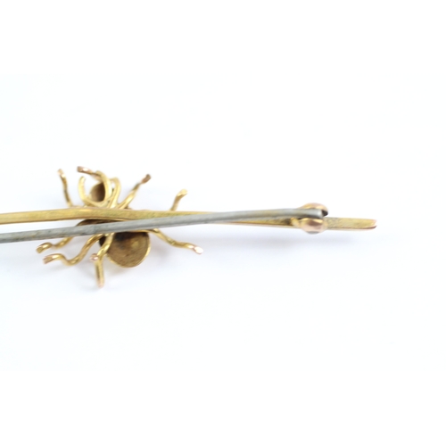 199 - 9ct gold vintage spider bar brooch (1.8g)