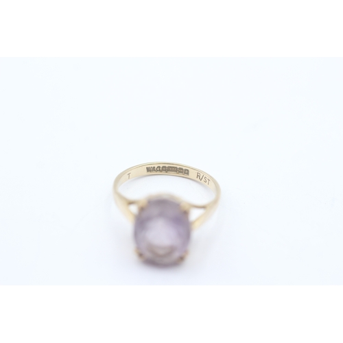 211 - 9ct gold vintage amethyst dress ring (2.6g) Size J