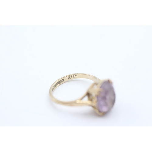 211 - 9ct gold vintage amethyst dress ring (2.6g) Size J