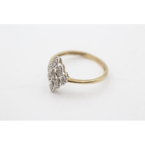 219 - 9ct gold diamond cluster ring (1.6g) Size Q