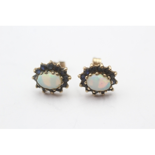 228 - 9ct gold opal & sapphire stud earrings (2g)