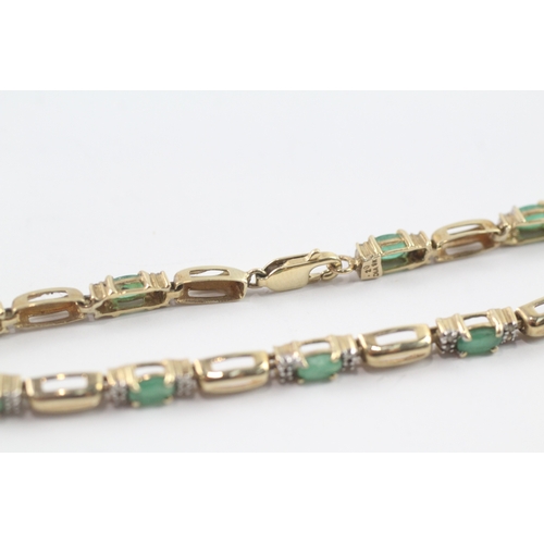 241 - 9ct gold emerald and diamond bracelet (6.4g)