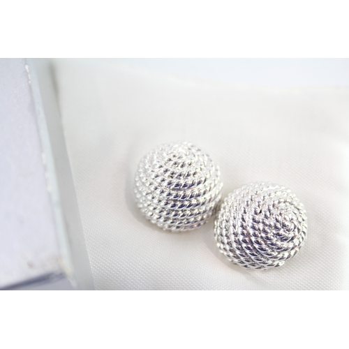 257 - Pair of Christian Dior Silver Tone Stud Earrings w/ Box 14g