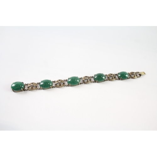 285 - Sterling Silver Aventurine Panel Bracelet 30g