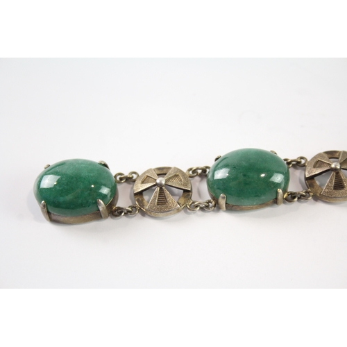 285 - Sterling Silver Aventurine Panel Bracelet 30g