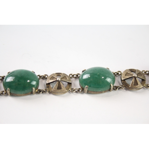 285 - Sterling Silver Aventurine Panel Bracelet 30g