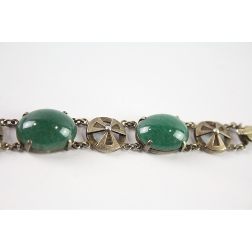 285 - Sterling Silver Aventurine Panel Bracelet 30g