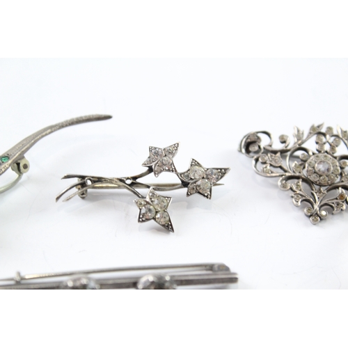 293 - Collection of Silver Antique Jewellery inc. Lizard, Paste, Enamel x 5 29g