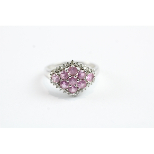 30 - 9ct gold pink gemstone dress ring (3.2g) Size N