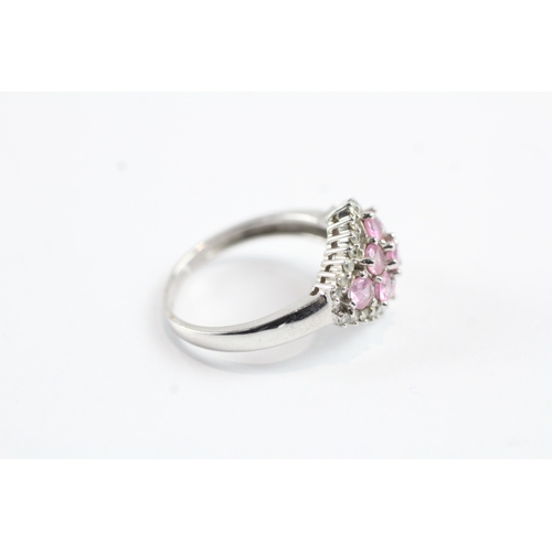 30 - 9ct gold pink gemstone dress ring (3.2g) Size N