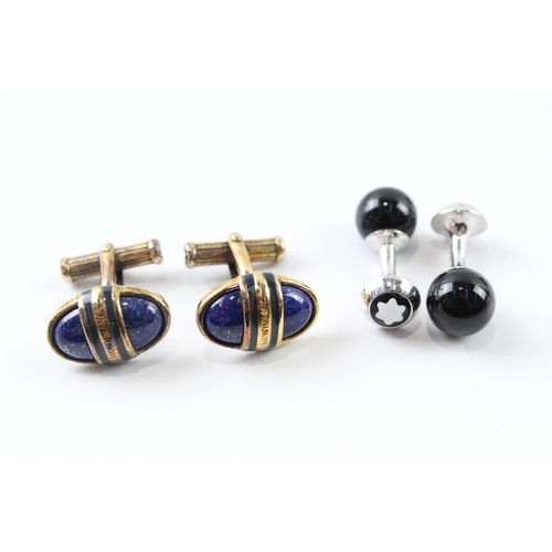 303 - Collection of Sterling Silver Mont Blanc Cufflinks inc. Lapis Lazuli x 2 25g