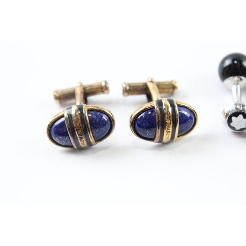 303 - Collection of Sterling Silver Mont Blanc Cufflinks inc. Lapis Lazuli x 2 25g