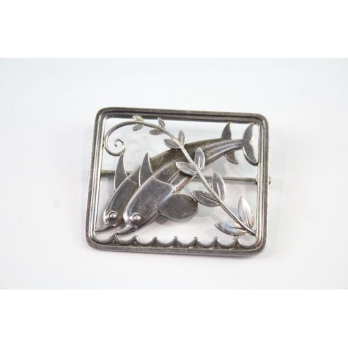 309 - Georg Jensen Sterling Silver Dolphin Brooch 11g