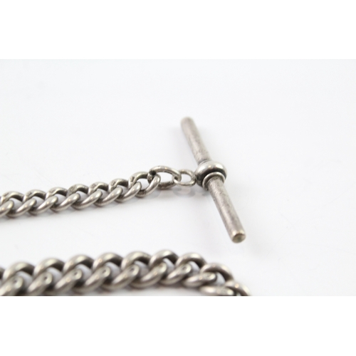 314 - Antique Sterling Silver Watch Chain w/ Graduated Curb Link 37g