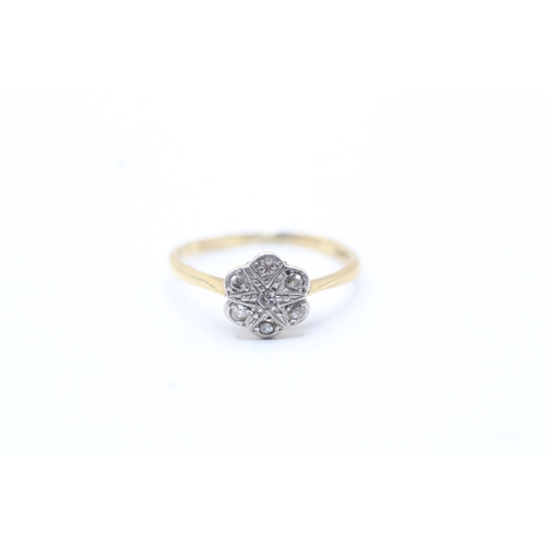 44 - 18ct gold diamond cluster ring (1.8g) Size K 1/2