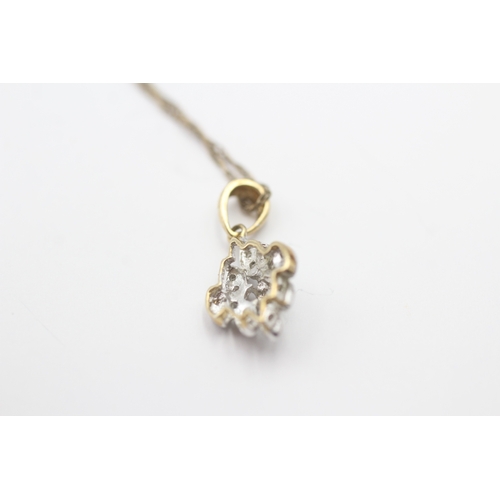 45 - 9ct gold diamond pendant necklace (1.6g)