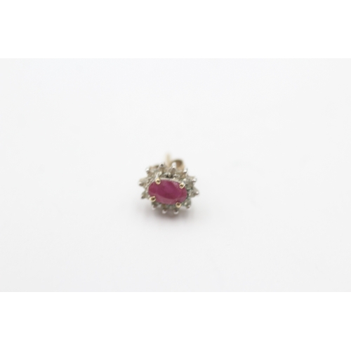 46 - 9ct gold ruby & diamond cluster stud earrings (1.3g)