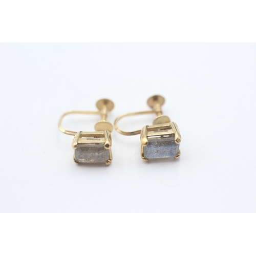 6 - 9ct gold labradorite earrings (2.1g)