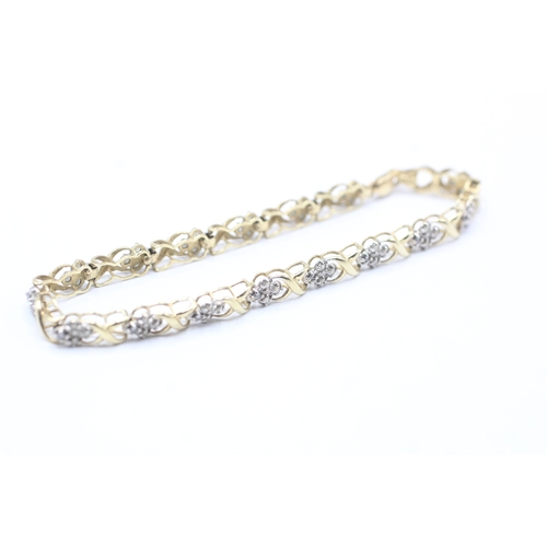 74 - 9ct gold diamond link bracelet (5.8g)