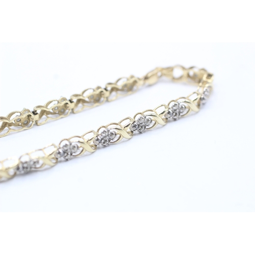 74 - 9ct gold diamond link bracelet (5.8g)