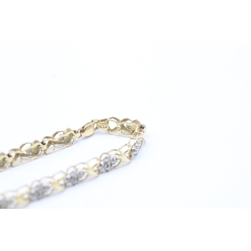 74 - 9ct gold diamond link bracelet (5.8g)