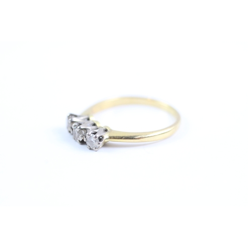 95 - 18ct gold vintage diamond trilogy ring (2.2g) Size K