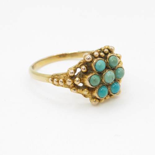 1 - 9ct gold turquoise dress ring (5g) Size W