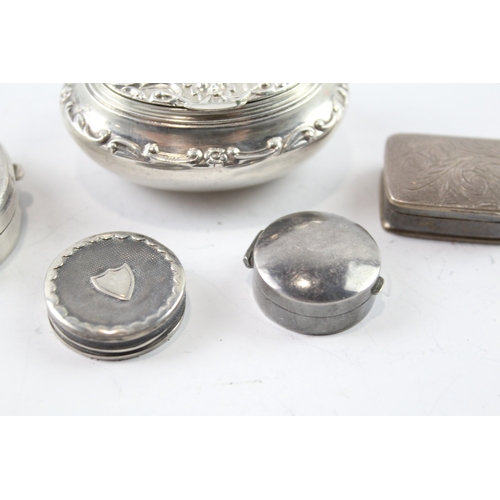 325 - 5 x Antique / Vintage .925 Sterling Silver Pill / Trinket Boxes (58g)