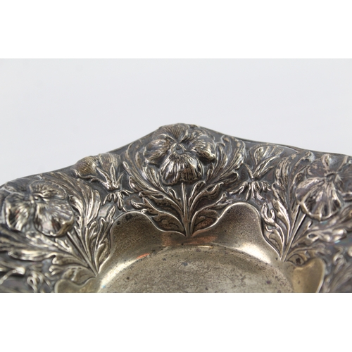 334 - Antique Edwardian 1904 Birmingham Sterling Silver Import Floral Dish (62g)