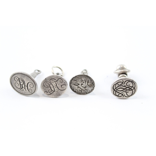 335 - 4 x Antique / Vintage .800 & .925 Sterling Silver Wax Seal / Fobs (26g)