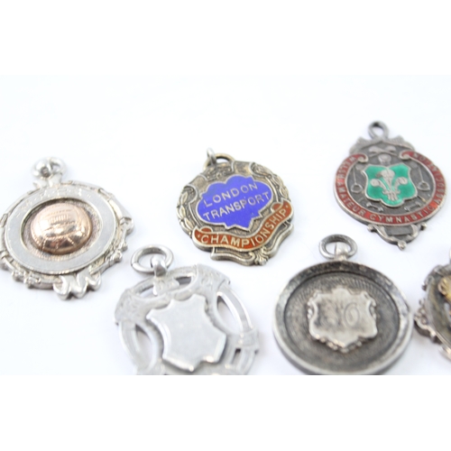 336 - 8 x Antique / Vintage Hallmarked .925 Sterling Silver Fobs / Medallions (84g)